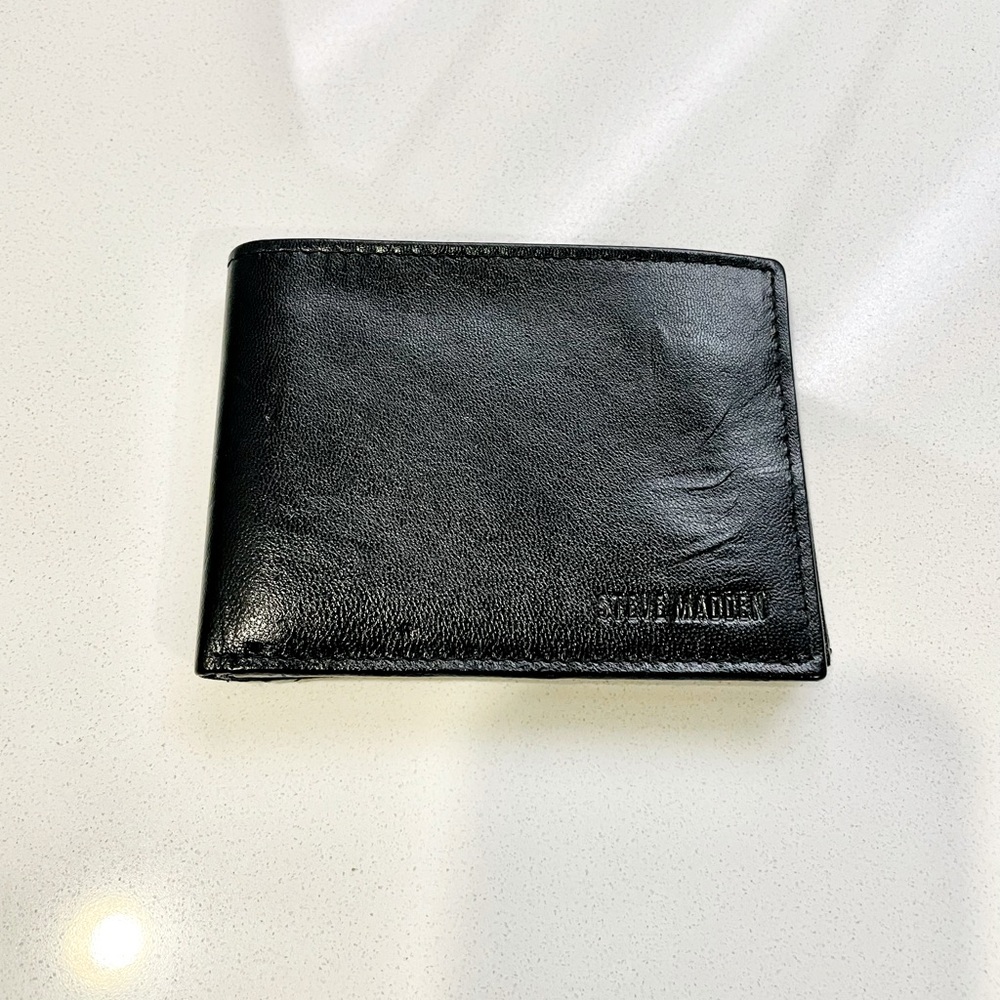 Steve Madden Leather Wallet with RFID Protection